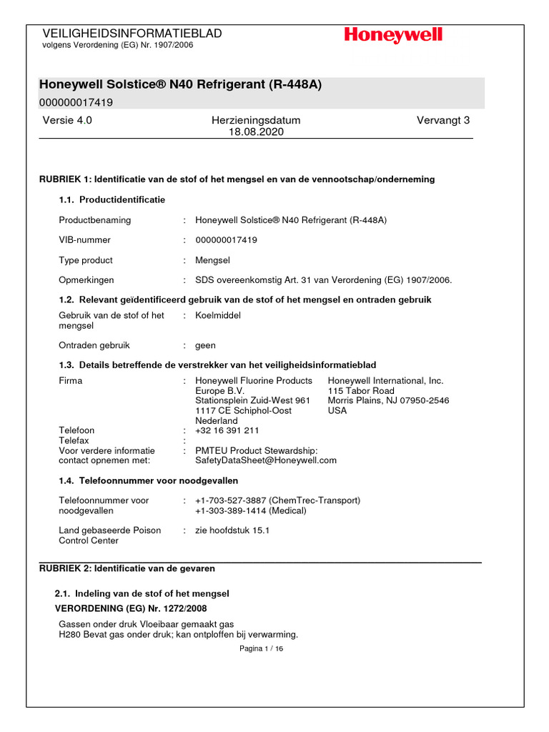 SDS Freon R448A | PDF