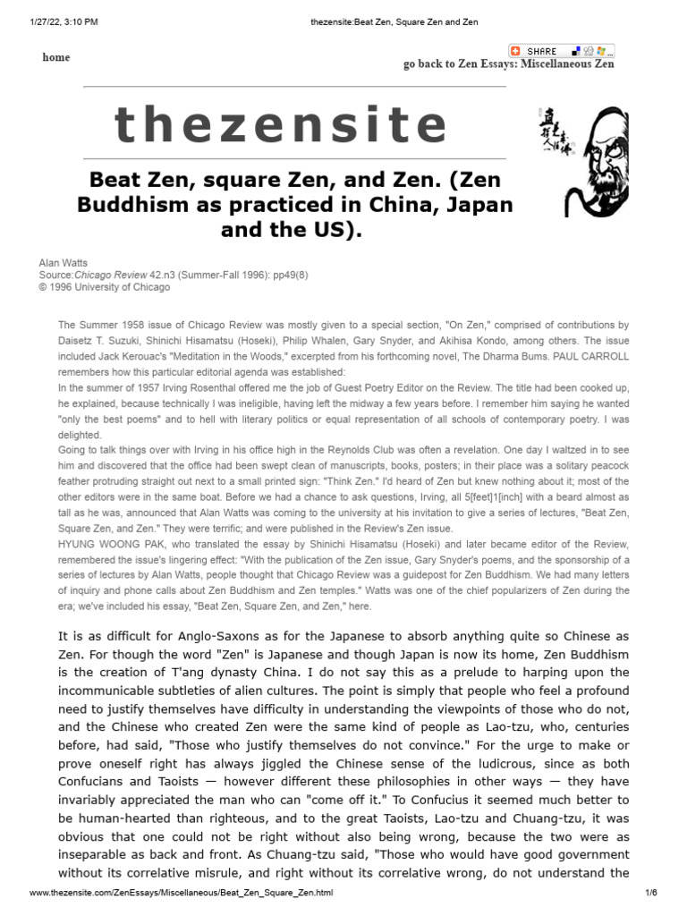 Understanding Beat and Square Zen | PDF | Zen | Thought