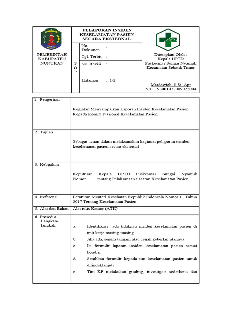 Prosedur Pelaporan Insiden Keselamatan | PDF