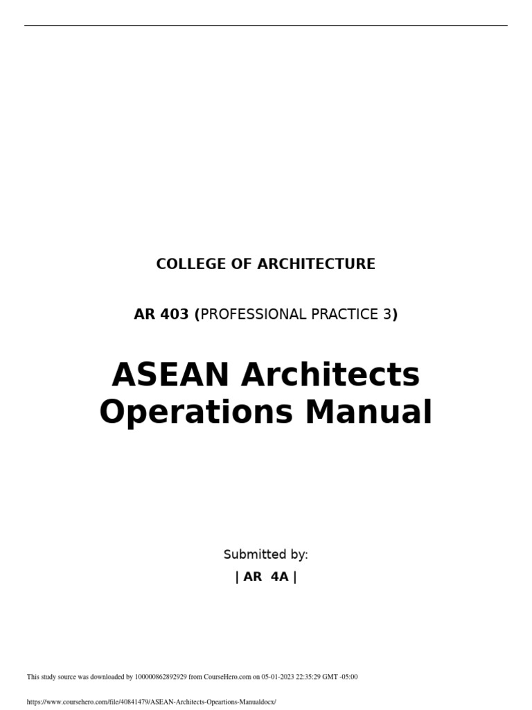ASEAN Architects Opeartions Manual Docx1 PDF Architect