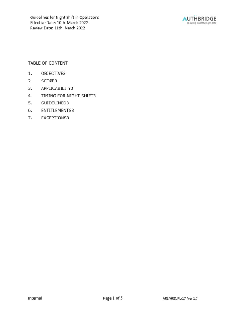 Night Shift Ver 1.7 | PDF | Business