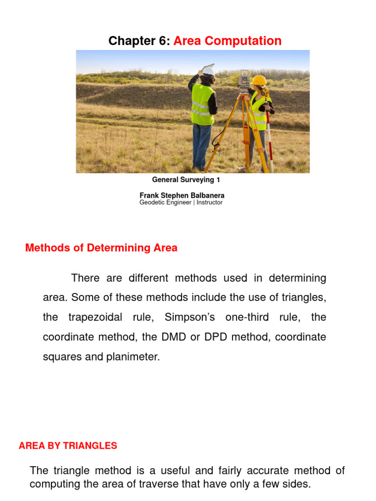Area Computation Methods in Surveying | PDF | Triangle | Area