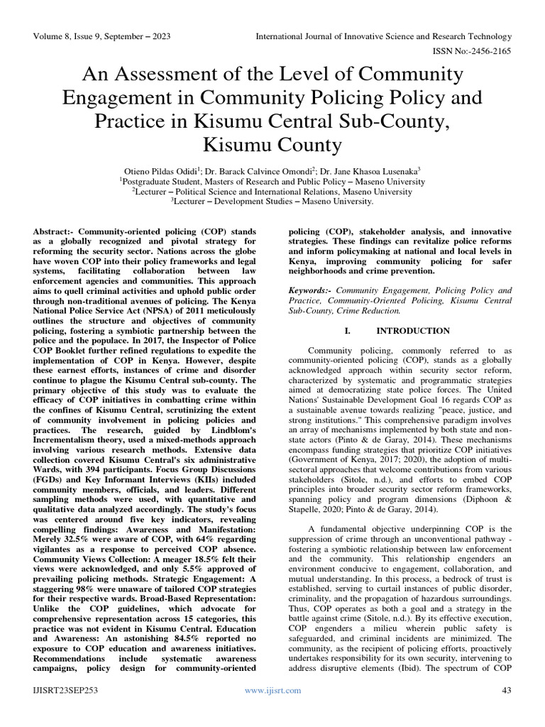 Community Policing in Kisumu | PDF | Community Policing | Police