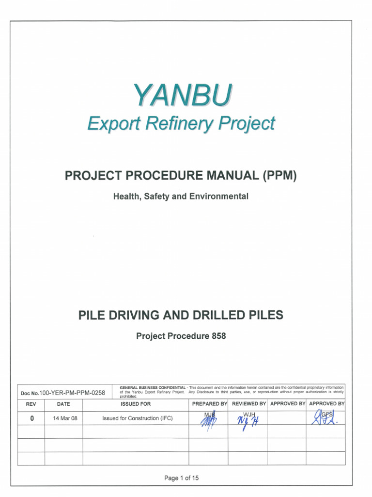 Pile Driving Procedures for Yanbu Project | PDF | Deep Foundation ...