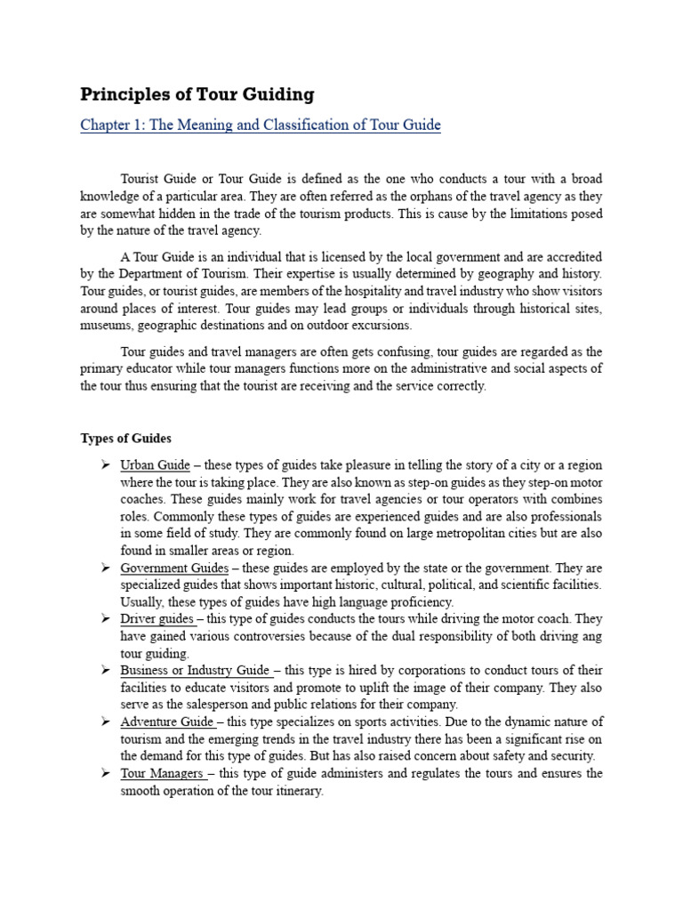 Chapter 13 Tour Guiding PDF Tourism