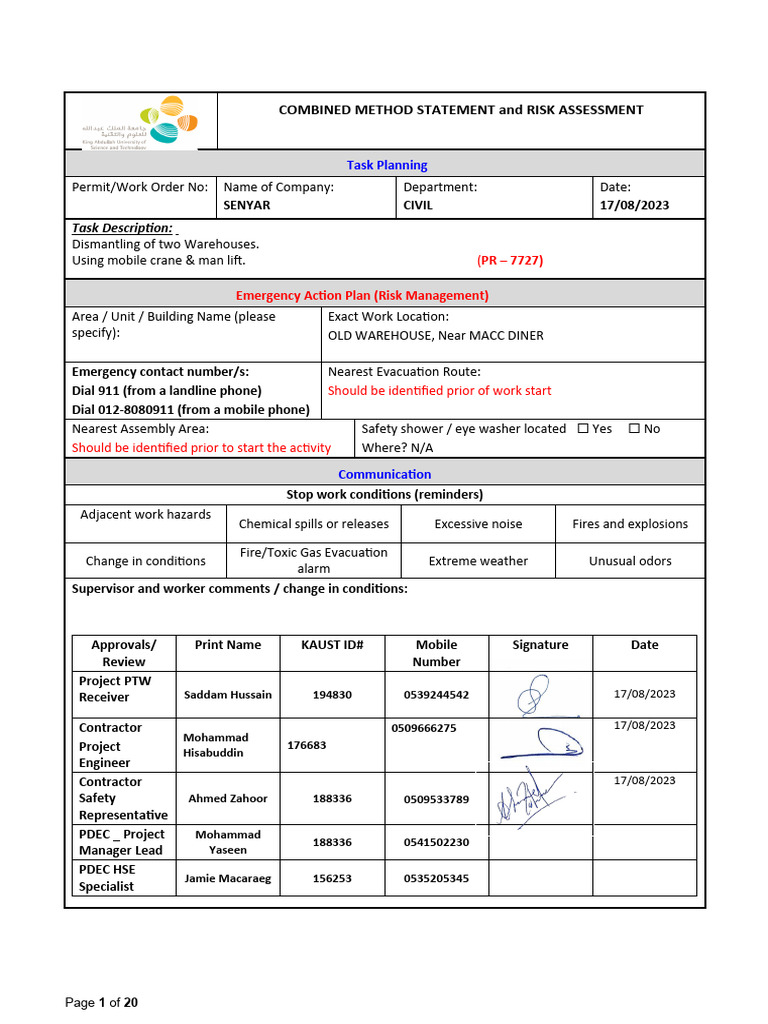 Warehouse Dismantling Method Statement | PDF | Demolition | Personal ...