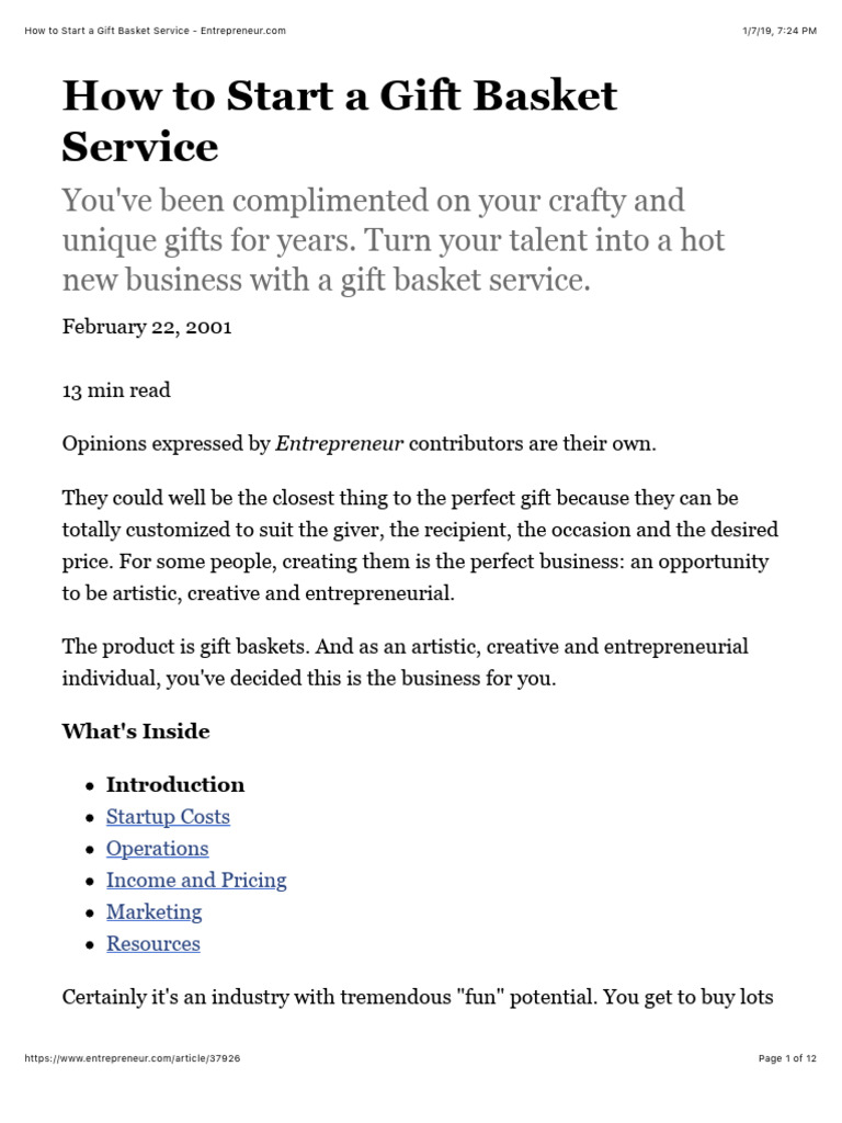 How To Start A Gift Basket Service | PDF | Retail | Gift