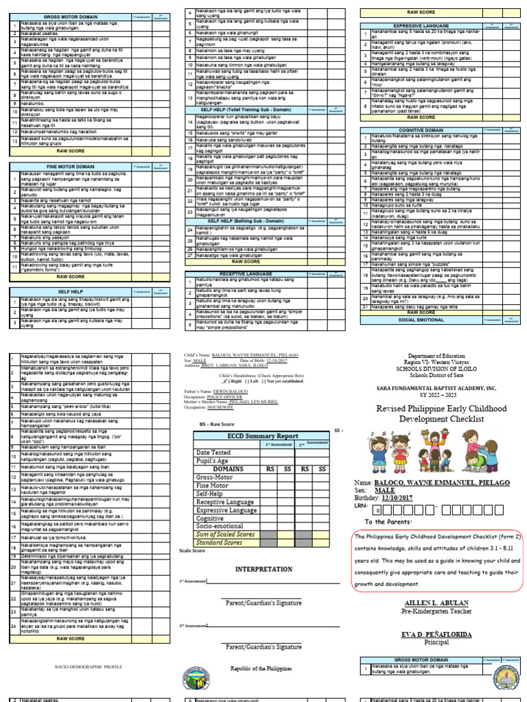Eccd checklist pre kindergarten pdf