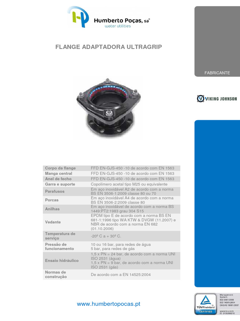 ET FFD Fau.06 002 Flange Adaptadora Ultragrip PDF Aço Cloreto de polivinila (PVC)