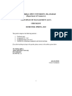 Allama Iqbal Open University, Islamabad (Department of Commerce) Principles of Management (1427) Checklist Semester: Spring, 2023