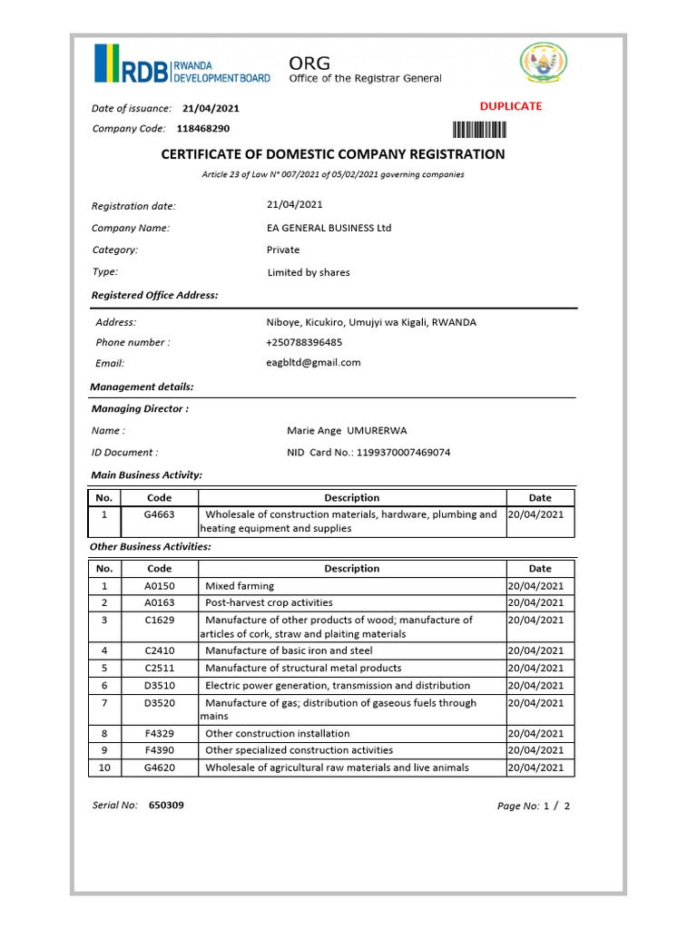 Certificate of Registration | PDF | Value Added Tax | Taxes