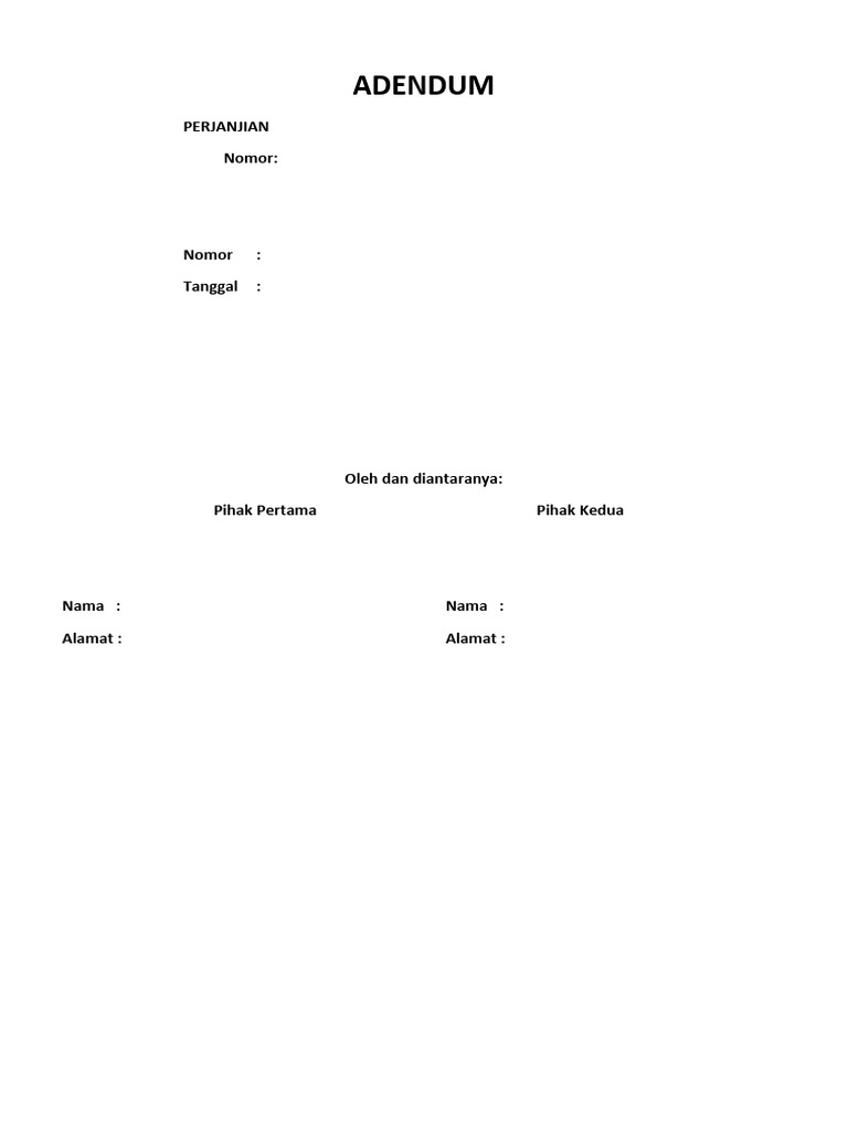 Contoh Addendum Perjanjian Kerjasama | PDF