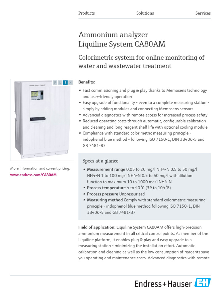 Endress-Hauser Liquiline System CA80AM EN | PDF | Calibration | Chemistry