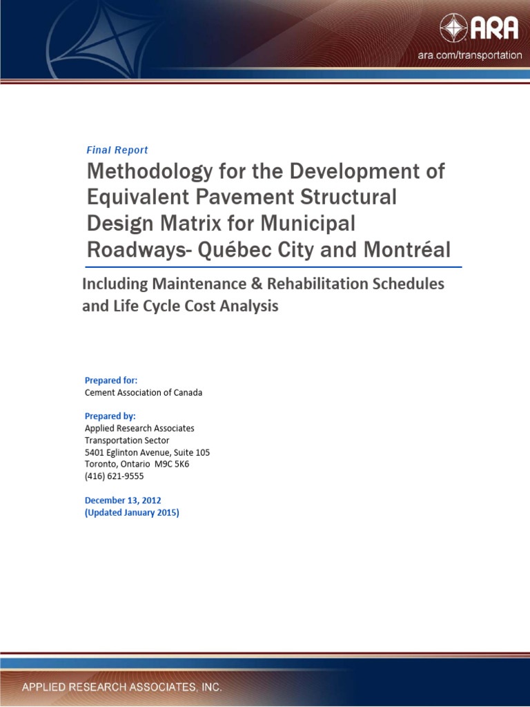 Pavement Design Matrix Québec & Montréal | PDF | Road Surface | Concrete