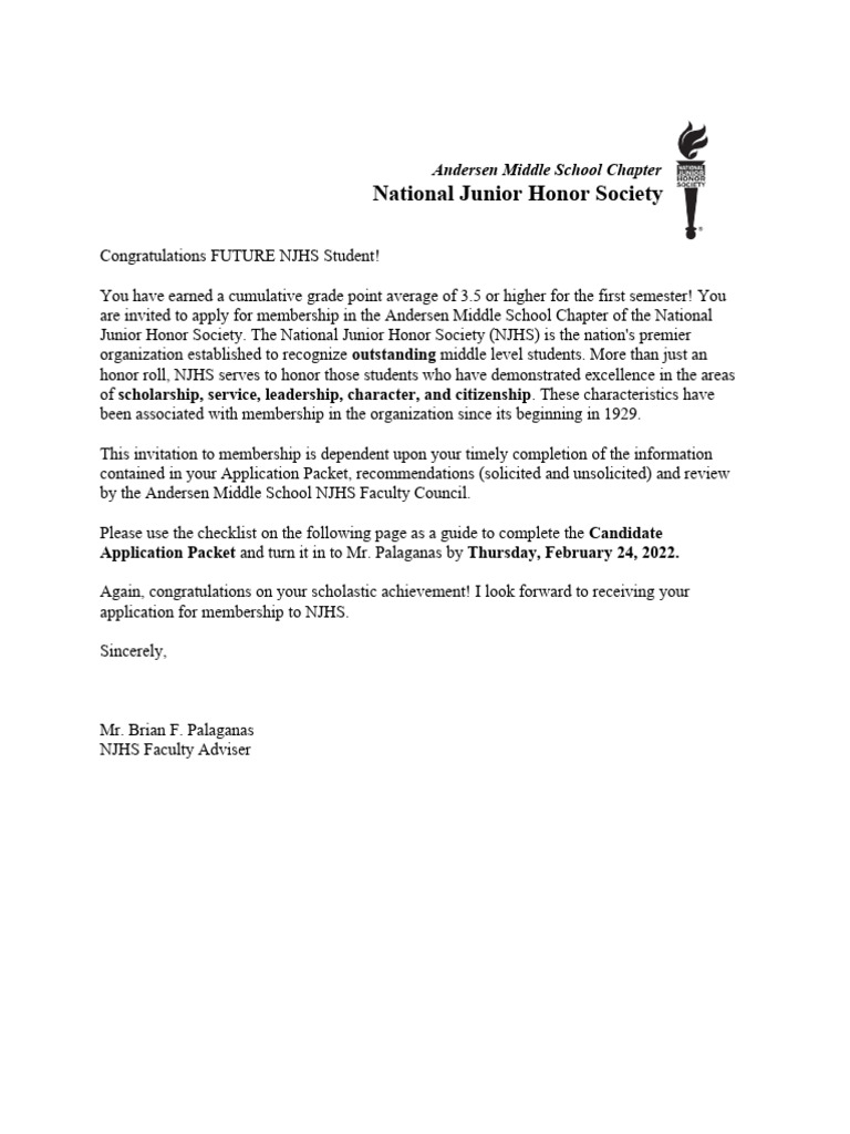 Updated Version - NJHS Packet SY21 - 22 Mod | PDF