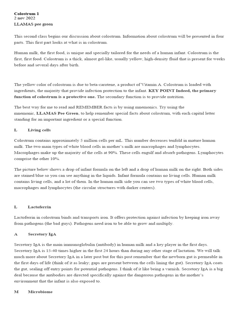 Colostrum 1 | PDF | Breast Milk | Antibody