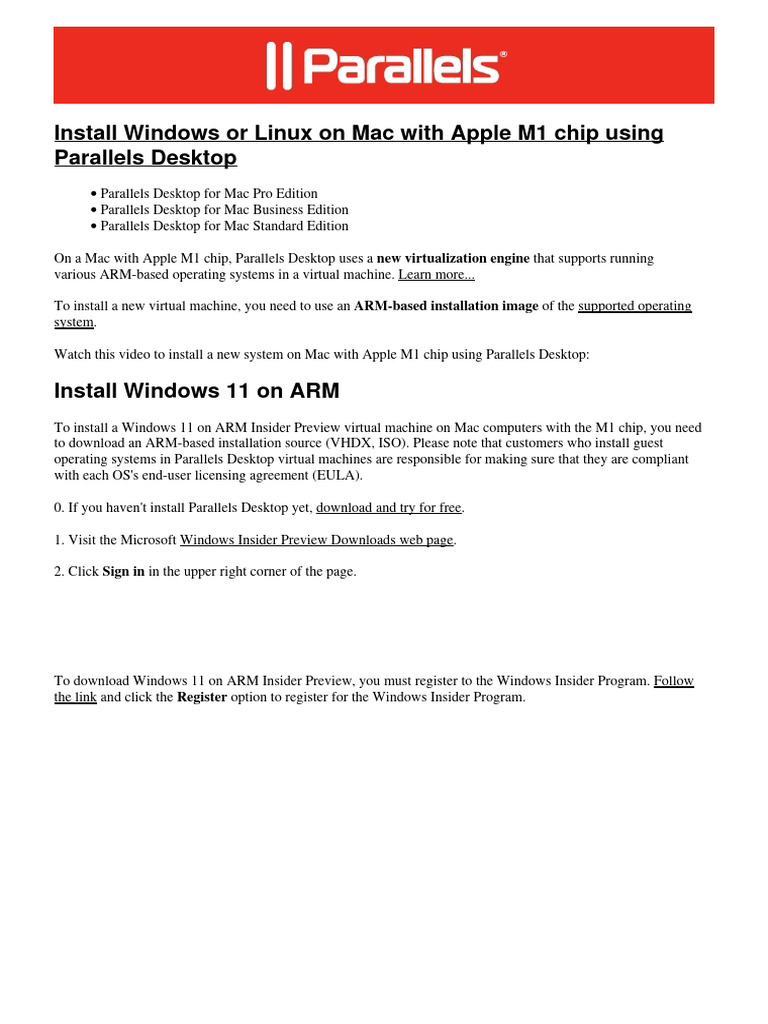 Mac M1: Install Windows/Linux with Parallels | PDF | Games & Activities