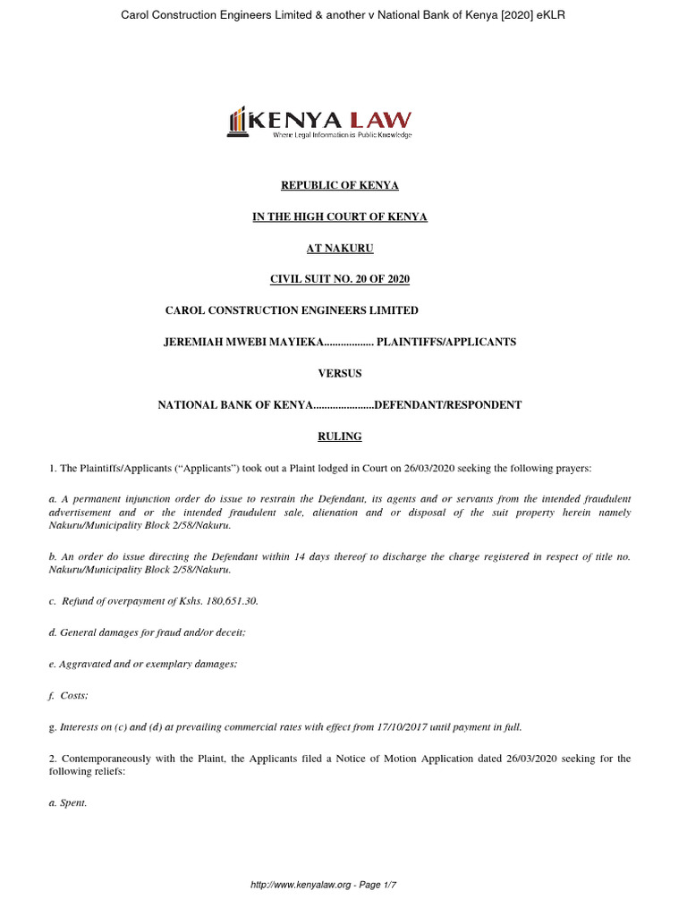 Civil Suit 20 of 2020 PDF Estoppel Civil Law Law)