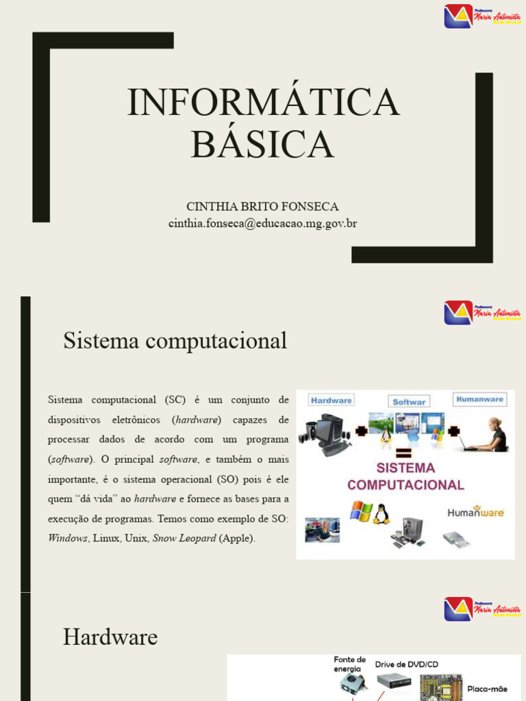 Informática Básica Hardware | PDF | Armazenamento de dados de ...