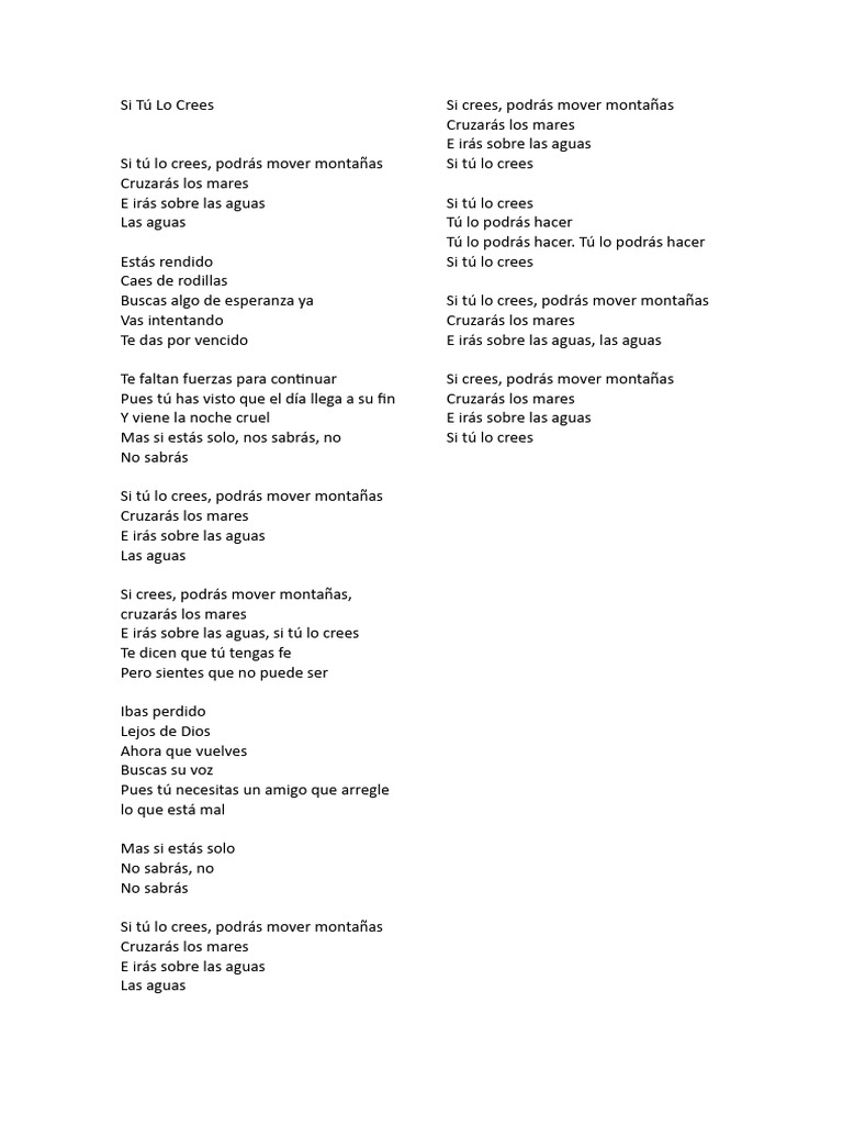 Trabalho de Espanhol (If You Believe-Si Tú Lo Crees) | PDF