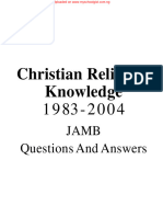 Christian Religious Knowledge: Jamb Questions and Answers