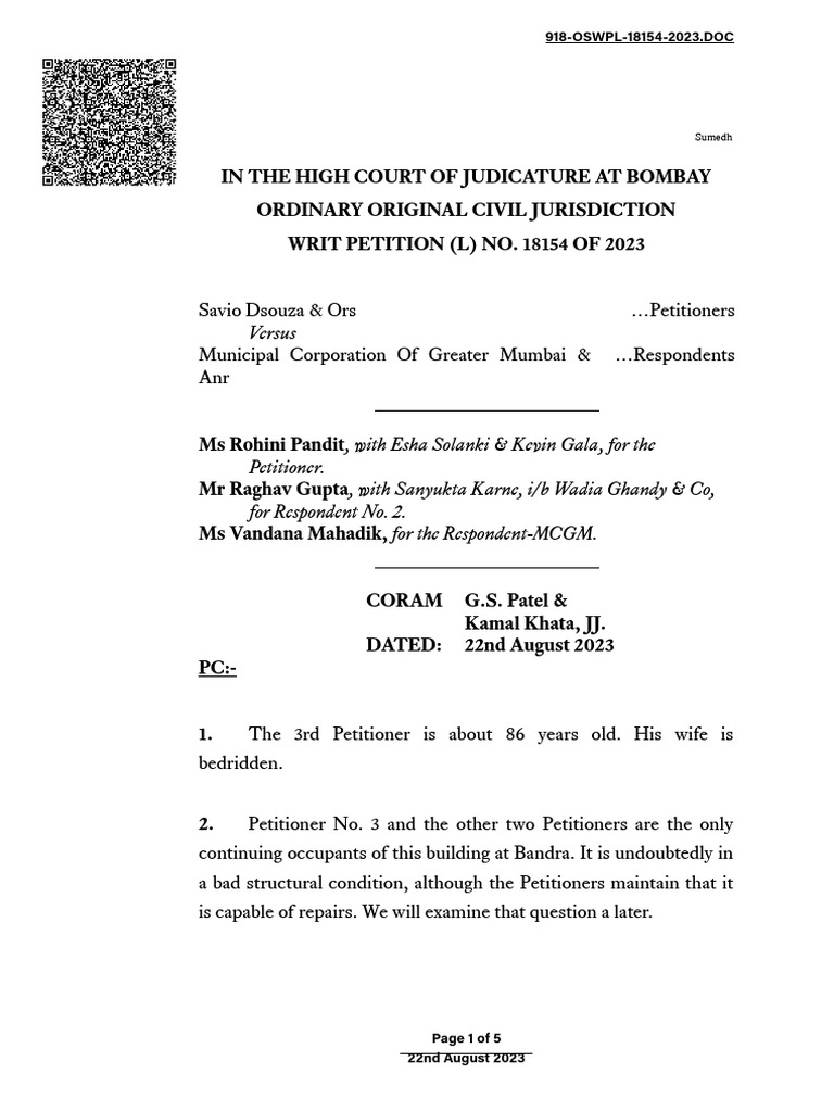 HC Slams Landlord & BMC For Trying To Throw Tenants Out On Street