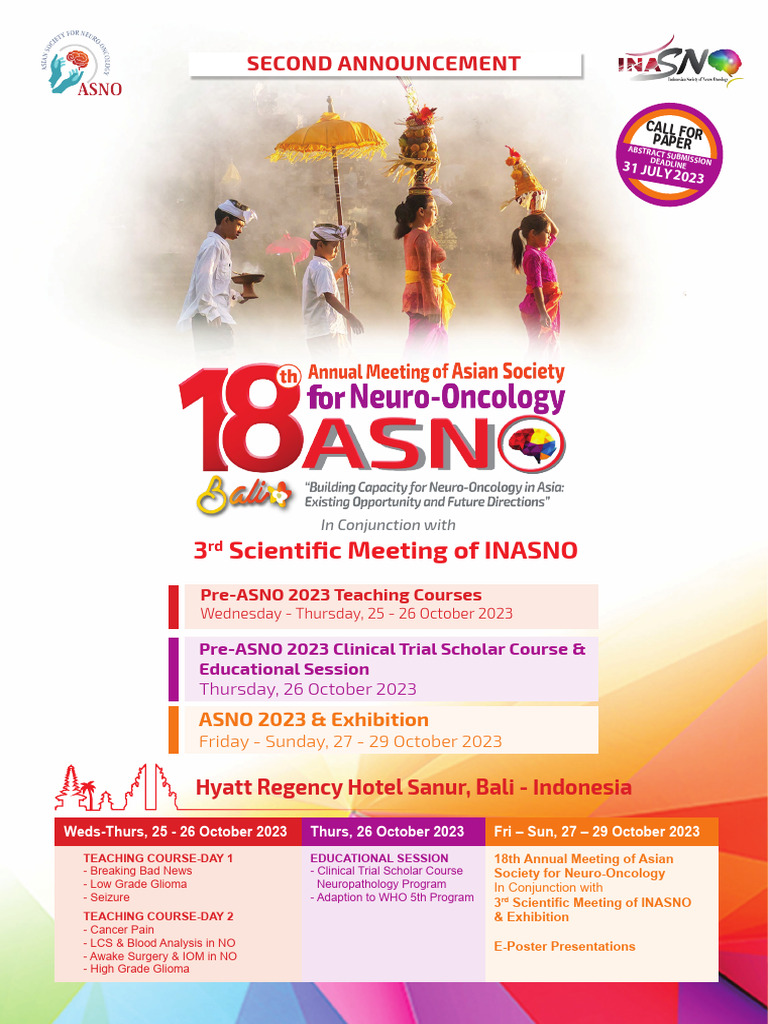 ASNO 2023: Neuro-Oncology Conference Bali | PDF | Metastasis | Brain Tumor