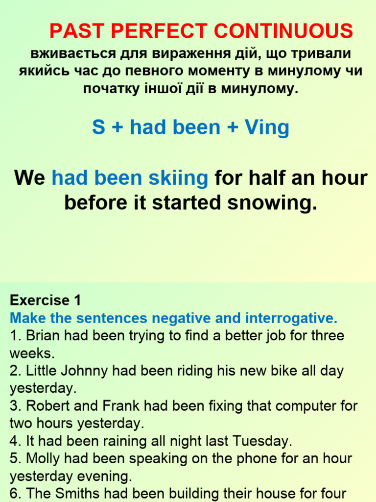 Past Perfect Continuous | PDF
