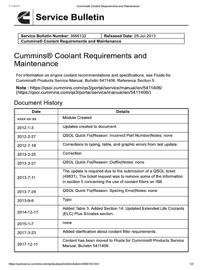 Cummins® Coolant Requirements and Maintenance PDF