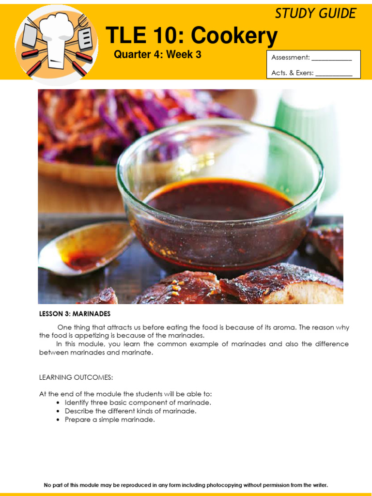 Module 3 G10 Q4 Pdf Marination Mustard Condiment