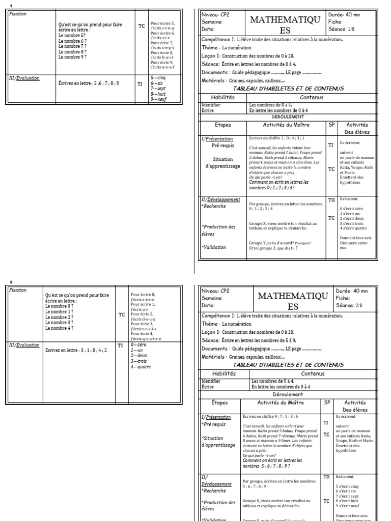 Écriture des Nombres en Lettres CP2 | PDF | Mathématiques