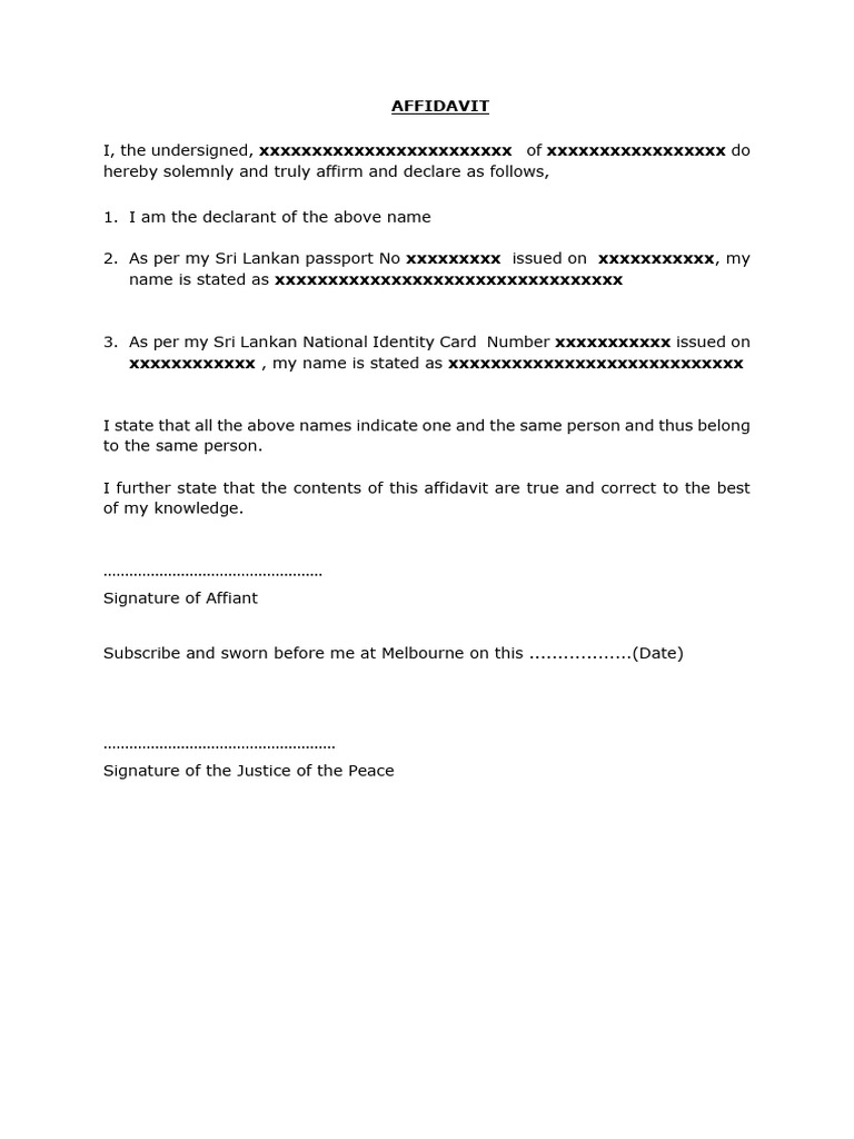 Affidavit Format for Police Clearance SL | PDF