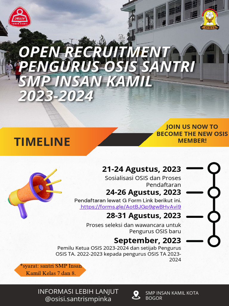 Orange and White Modern Open Recruitment Volunteer Poster | PDF