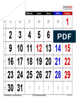 Calendario Octubre 2023 Espana Horizontal Grandes Cifras