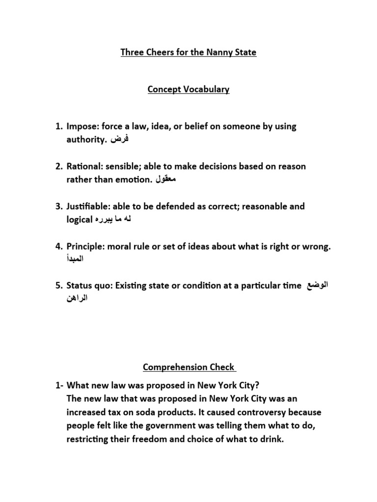 Three Cheers For The Nanny State PDF