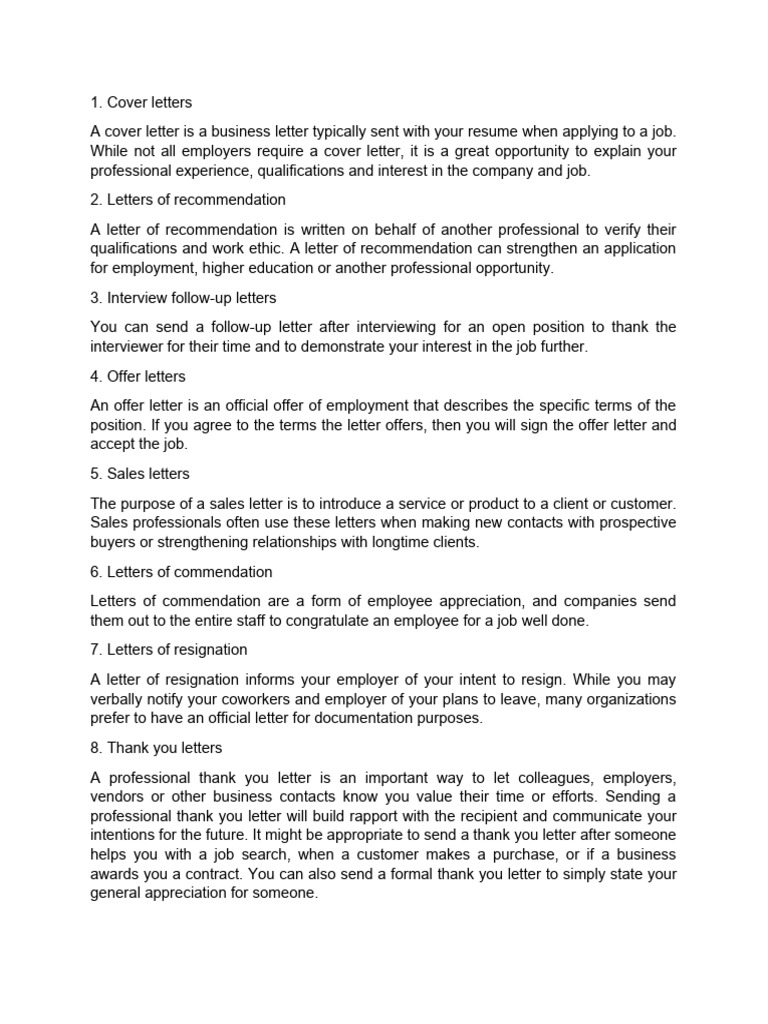 Kinds of Business Letters | PDF | Memorandum | Employment