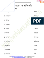 Opposite (Antonyms) Words Worksheet 2