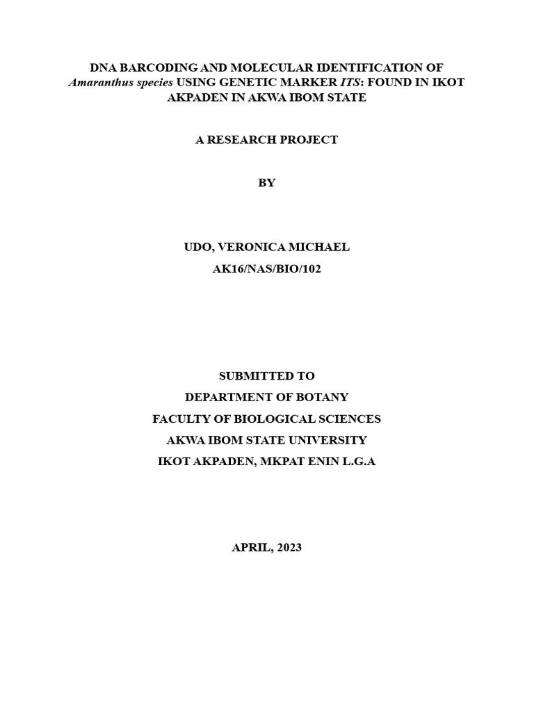 DNA Barcoding of Amaranthus Species | PDF | Cell (Biology) | Nucleic ...