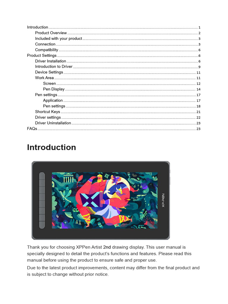 XPPen Artist 2nd Display User Manual | PDF | Cursor (User Interface ...