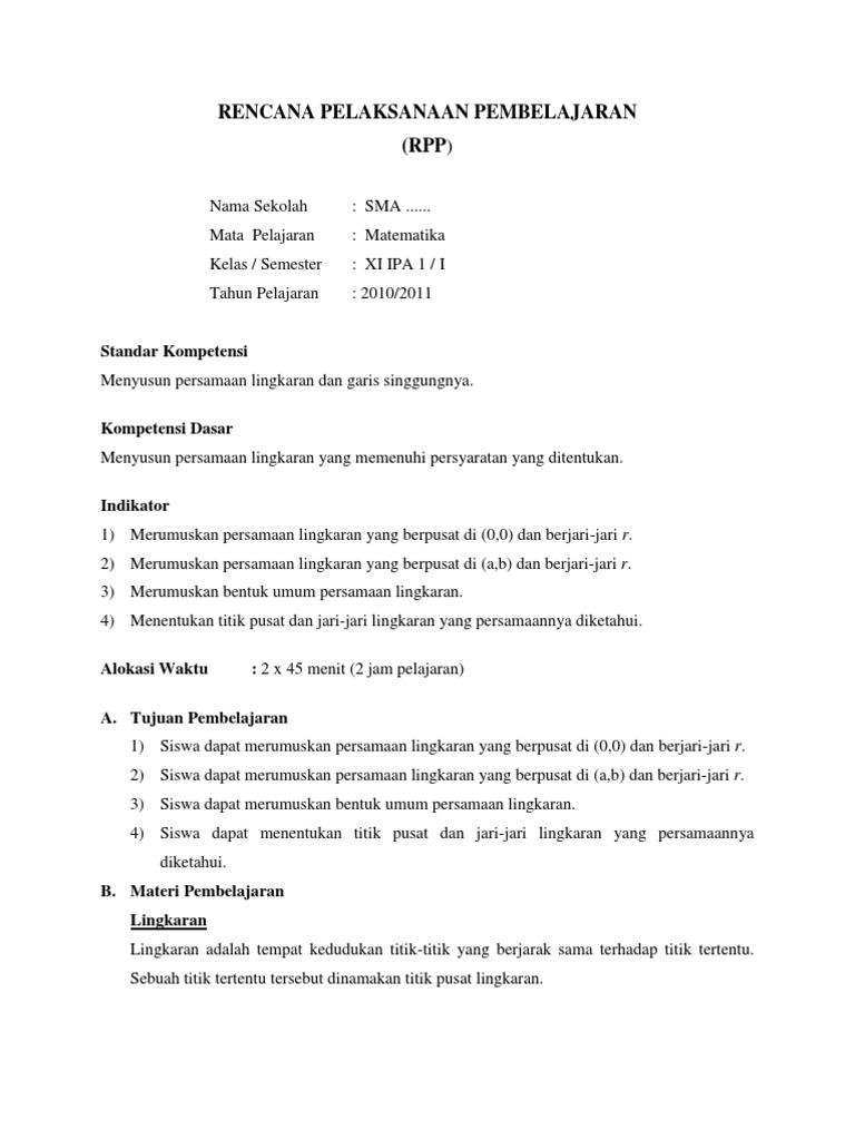 RPP Model Pembelajaran TSTS Matematika | PDF