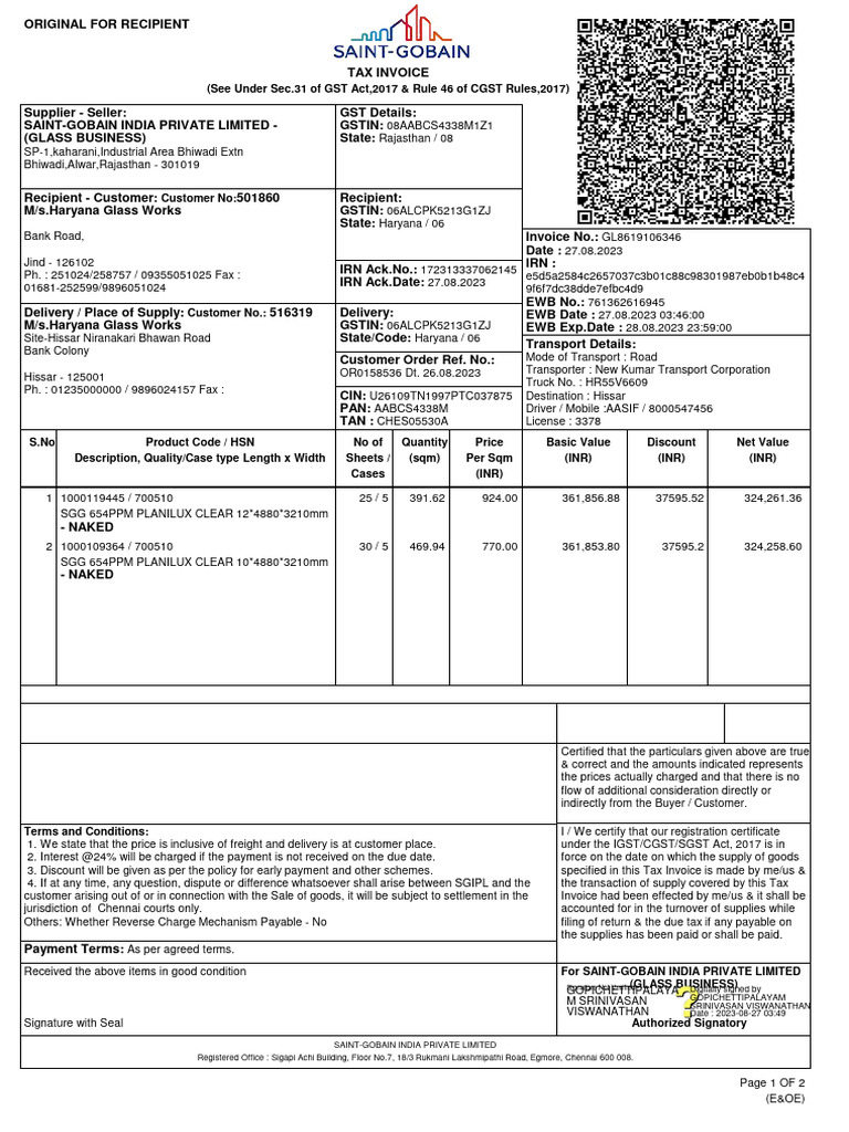 Tax Invoice under Rule 46 of CGST | PDF | Invoice | Taxes