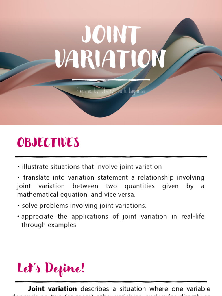 Real-Life Applications of Joint Variation | PDF | Teaching Methods ...
