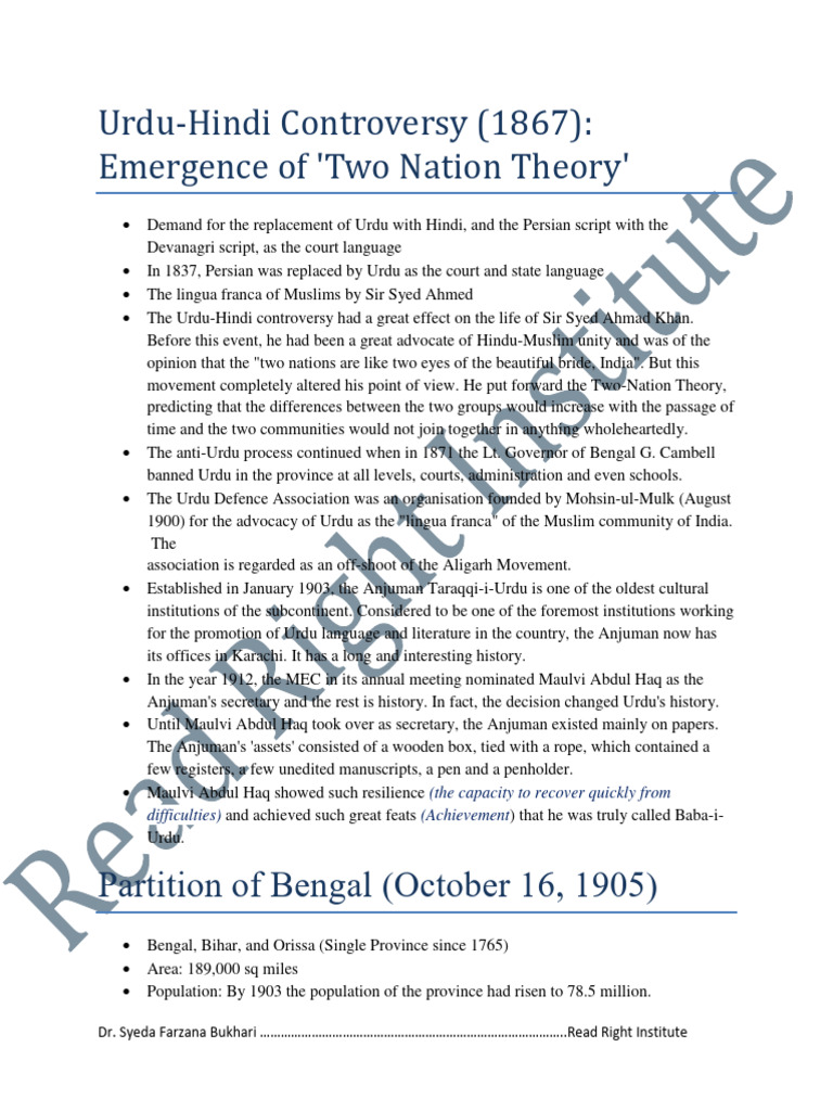What Is Urdu Hindi Controversy 1867