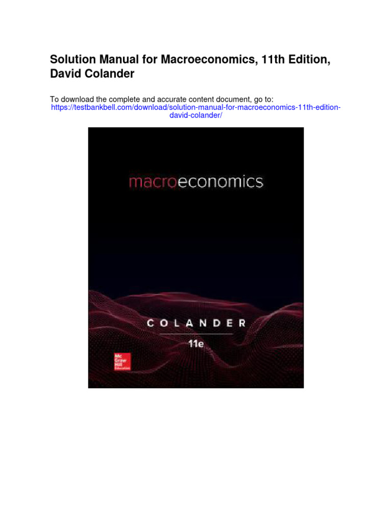 Solution Manual For Macroeconomics 11th Edition David Colander PDF