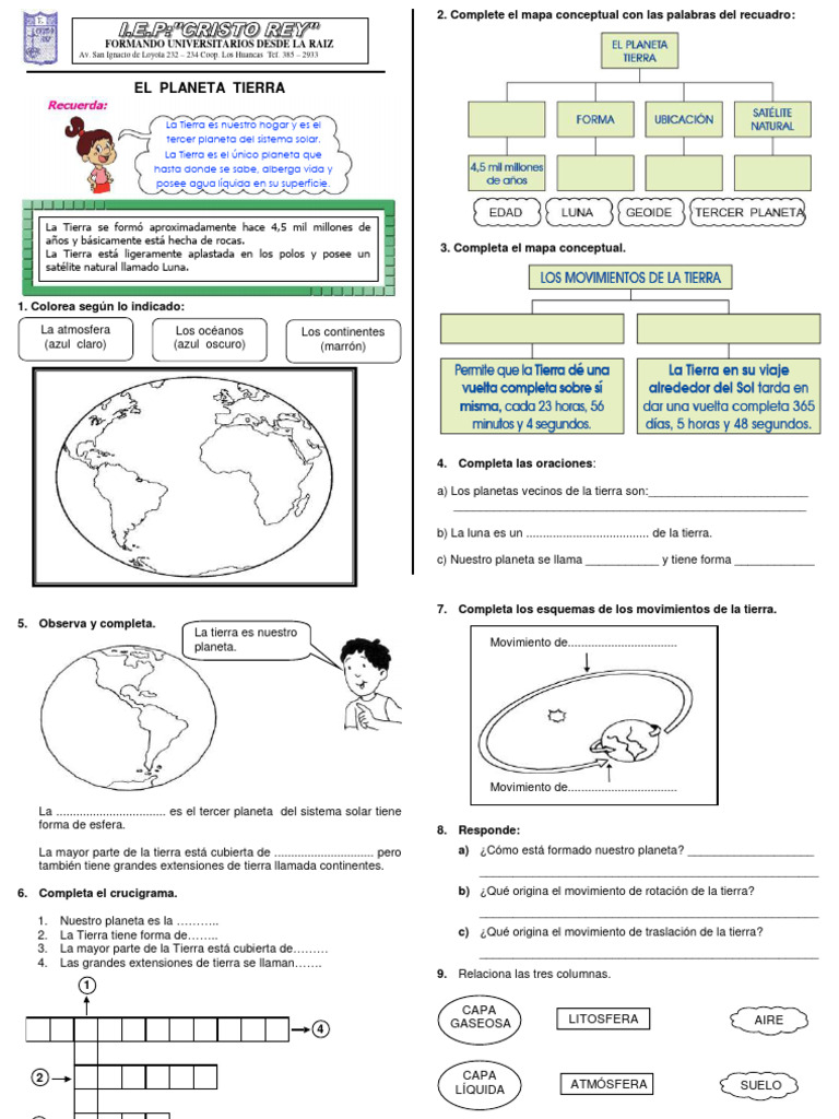 El Planeta Tierra para Niños de Segundo Grado | PDF | Tierra | Luna