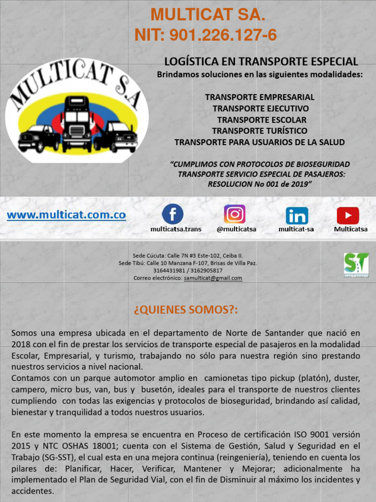 Presentacion Multicat SA | PDF | Valores | Transporte