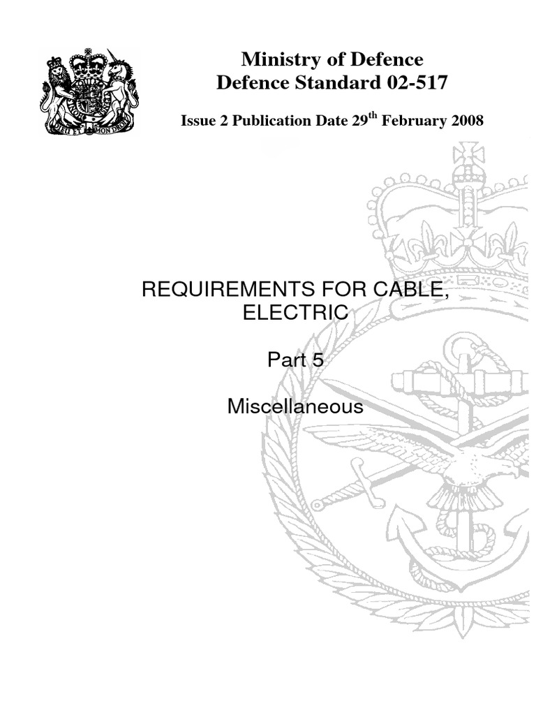 02 517 Part 5 Issue 2 Requirement For Cables Pdf Wire Electrical