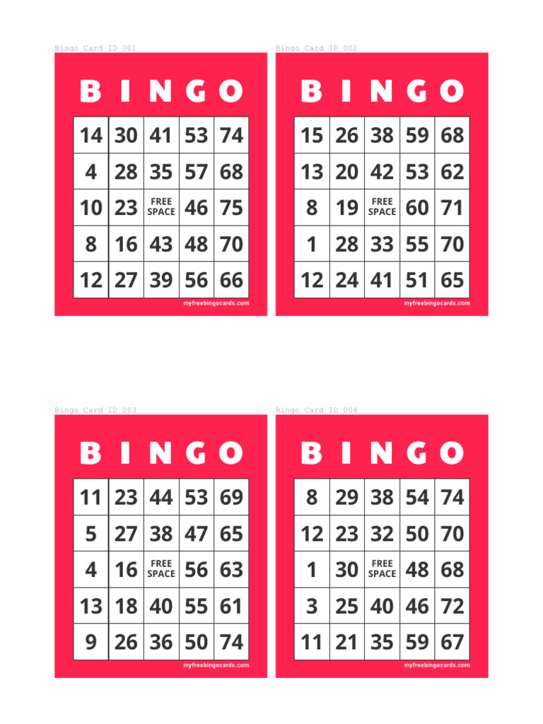 175 Number Bingo PDF Gambling Games Games Of Chance
