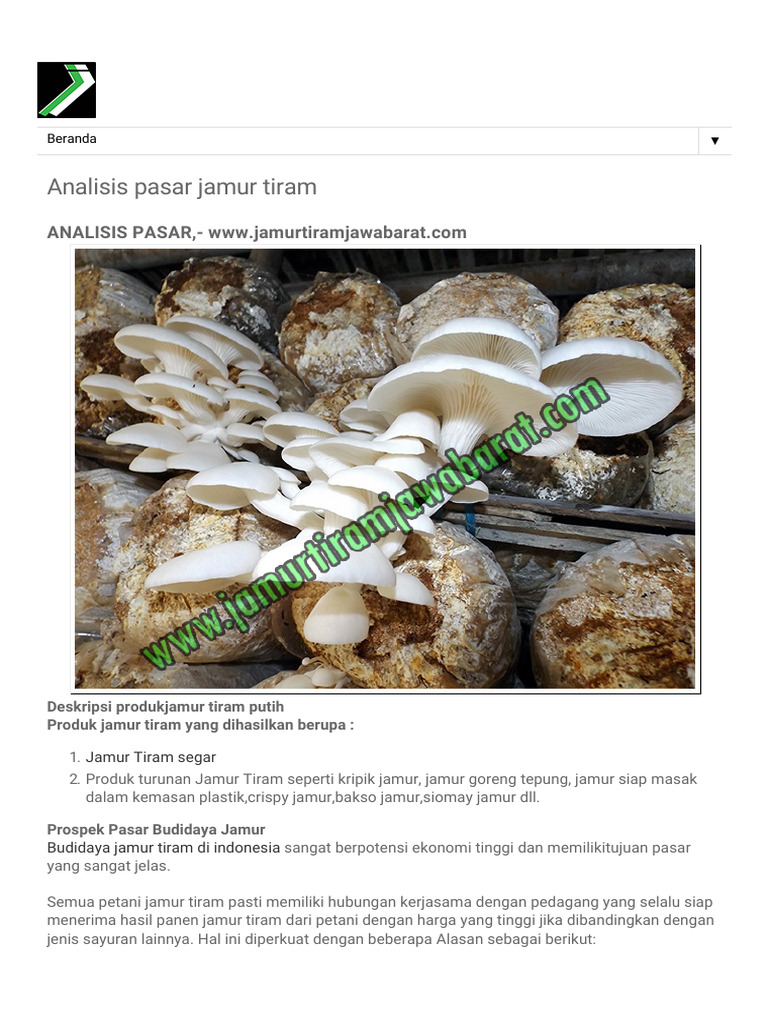 Analisis Pasar Jamur Tiram PDF