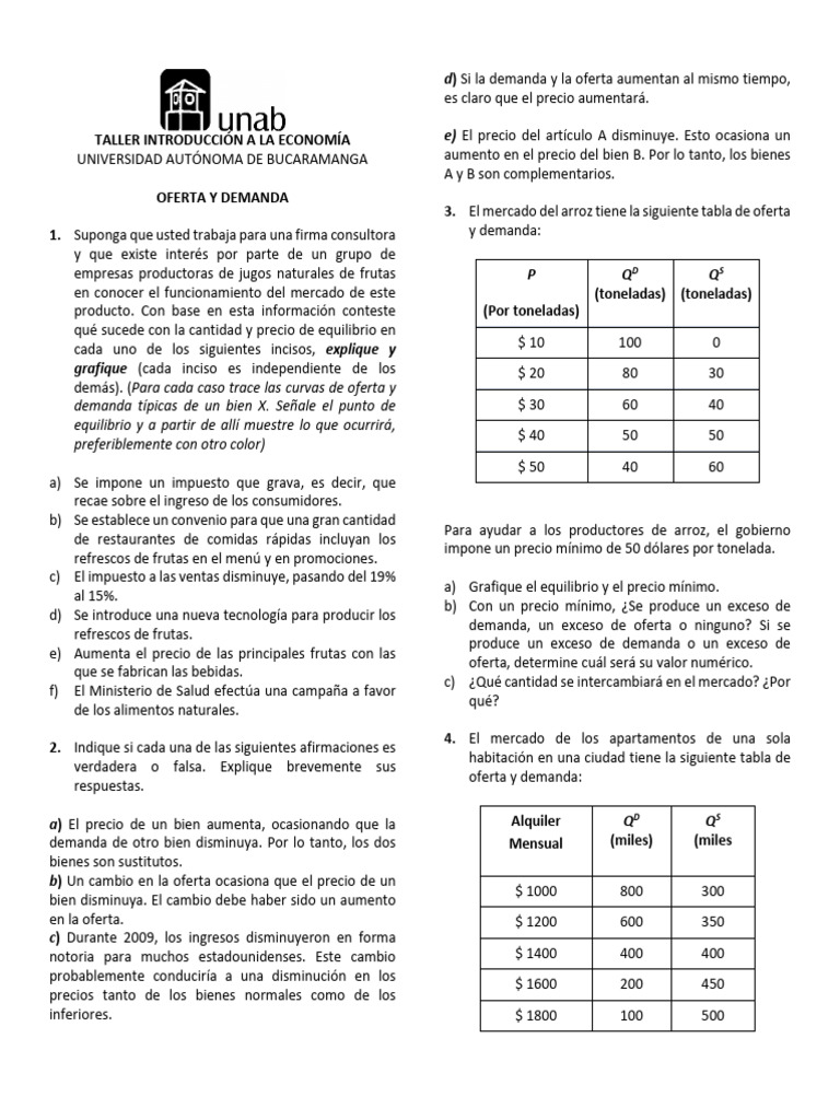 Análisis de Oferta y Demanda en Mercados | PDF | Oferta (economía ...